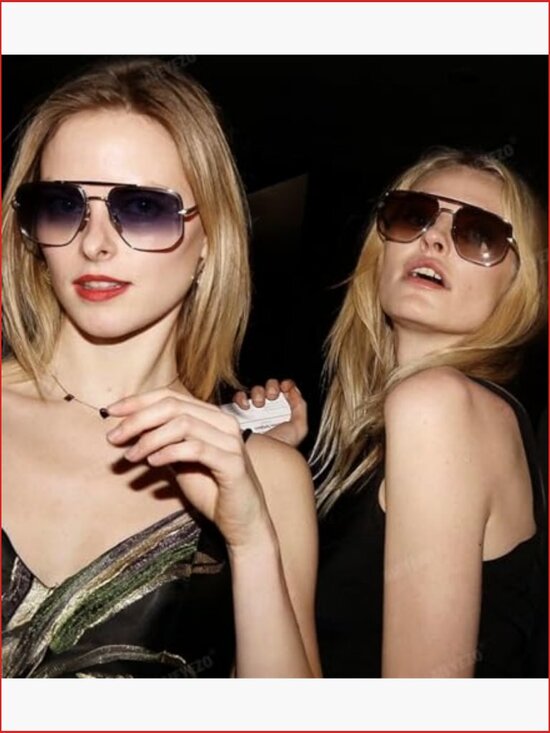 Oversized Square Aviator Sunglasses with UV400 Protection Diamond Cutting Lens main image 5